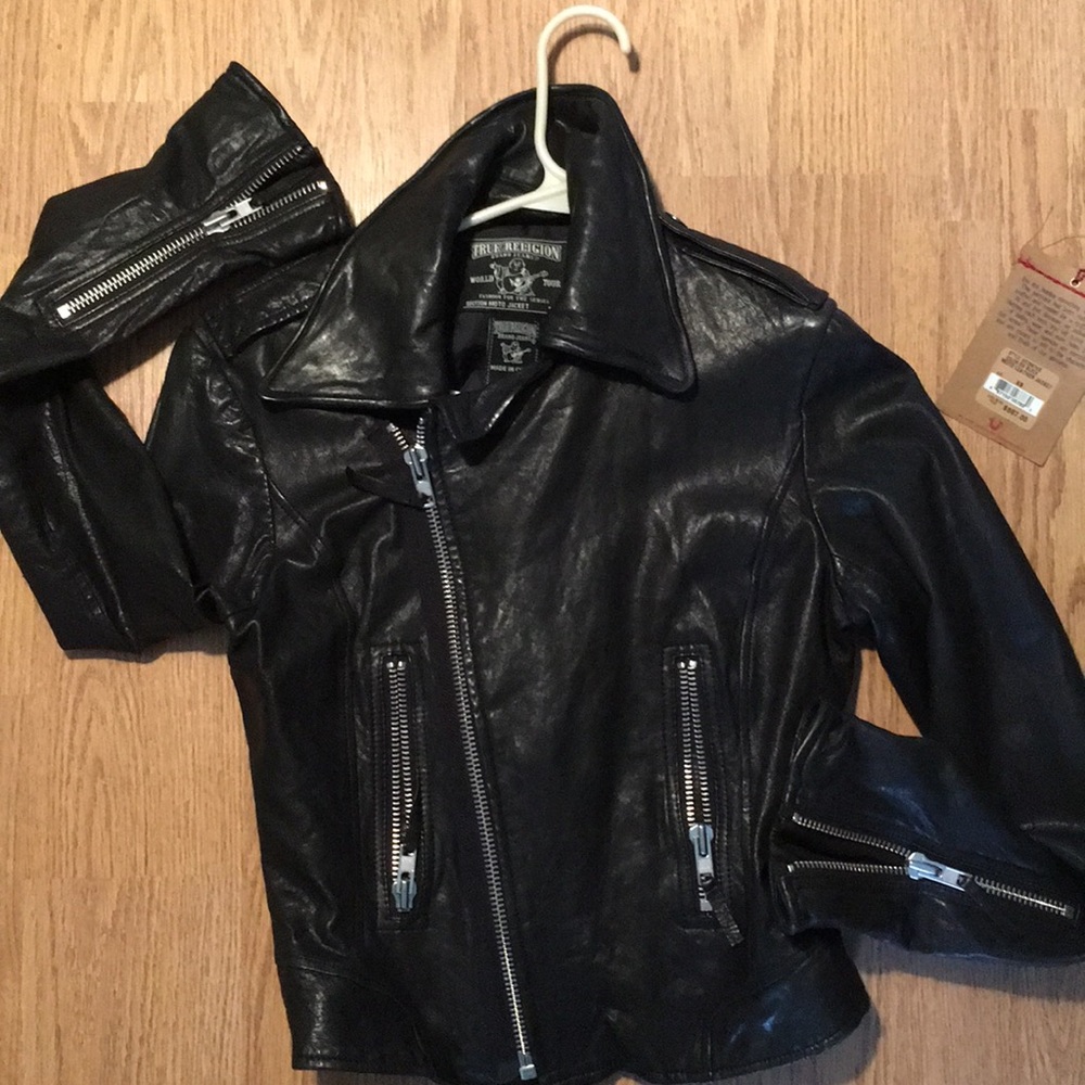True Religion lambskin leather coat size xs - Picture 6 of 8